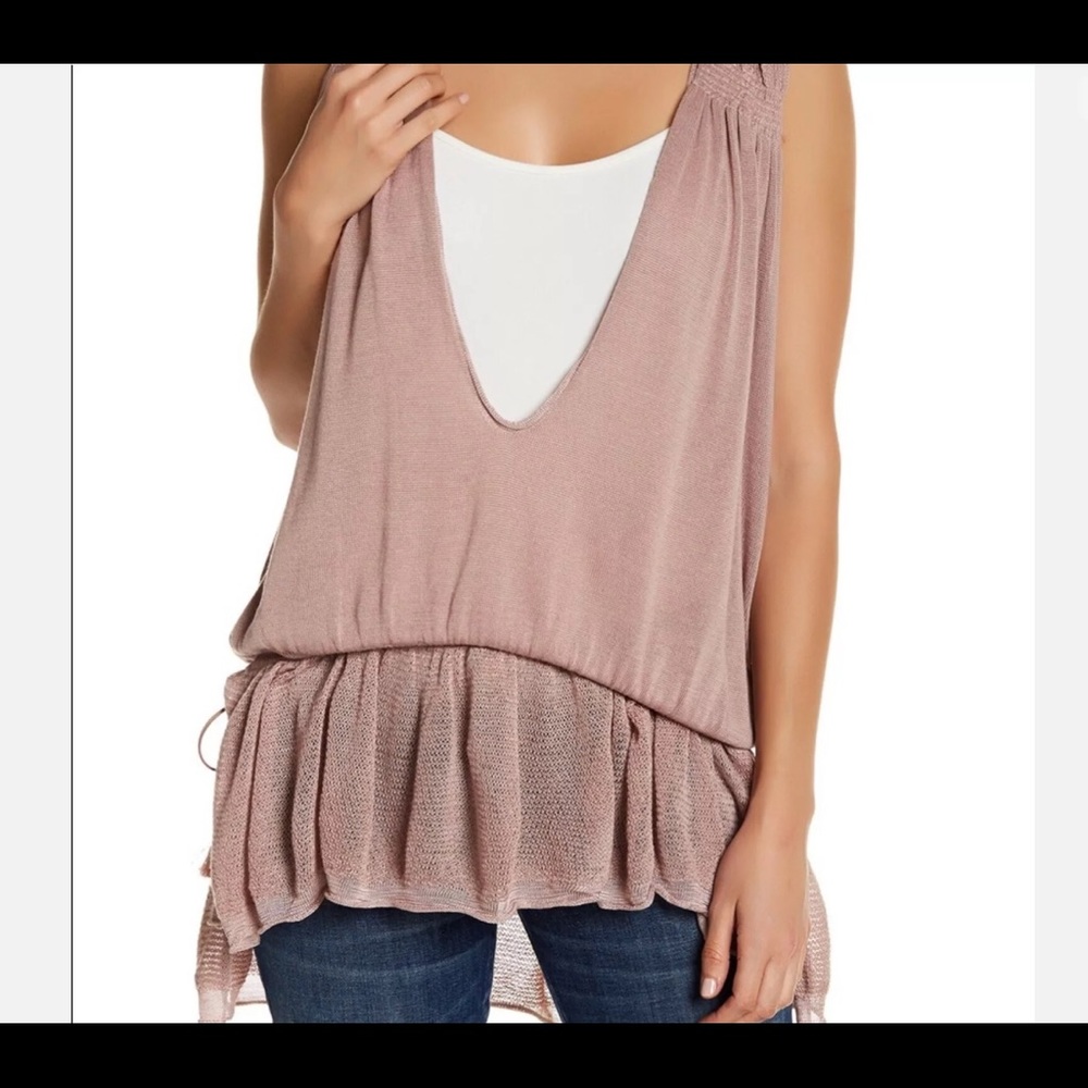 Free People Make Me Blush Knit Boho Tunic Lg NWT
